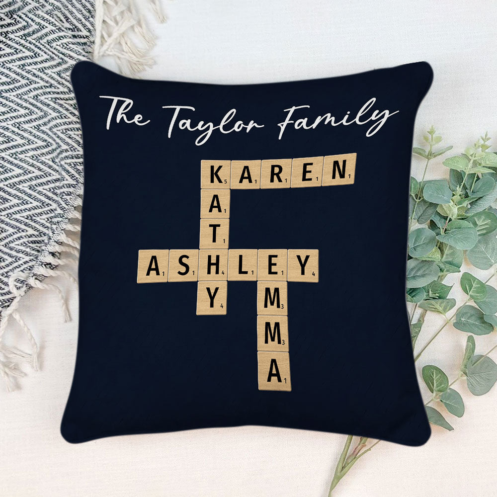 Custom Family Name Crossword - Personalized Custom Throw Pillow