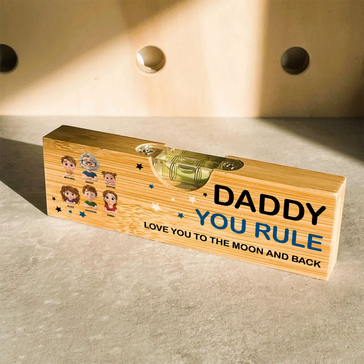 Dad You Rule - Personalized Custom Wooden Spirit Level Bottle Opener