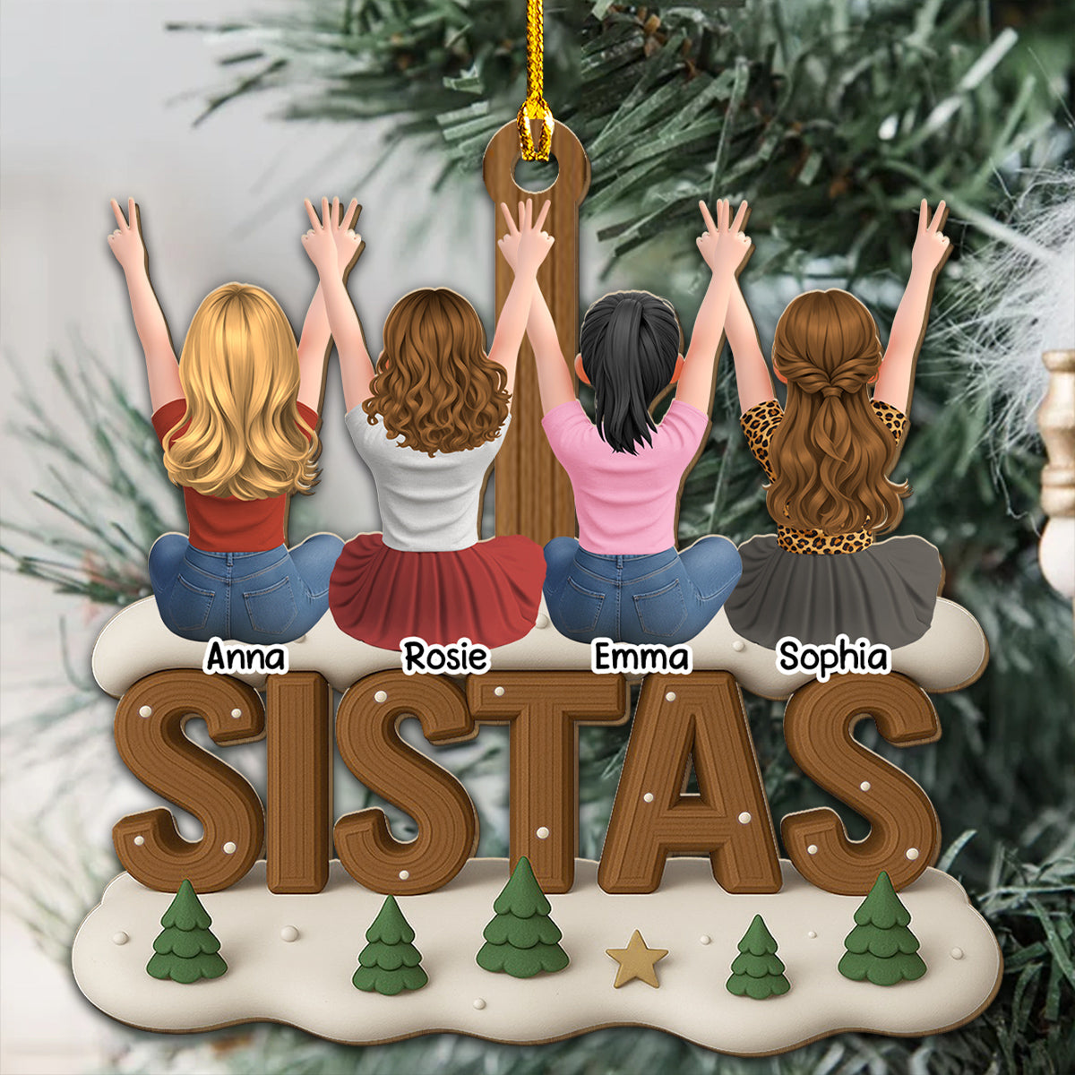 Besties Since Forever - Personalized Custom 3D Effect Wood Ornament