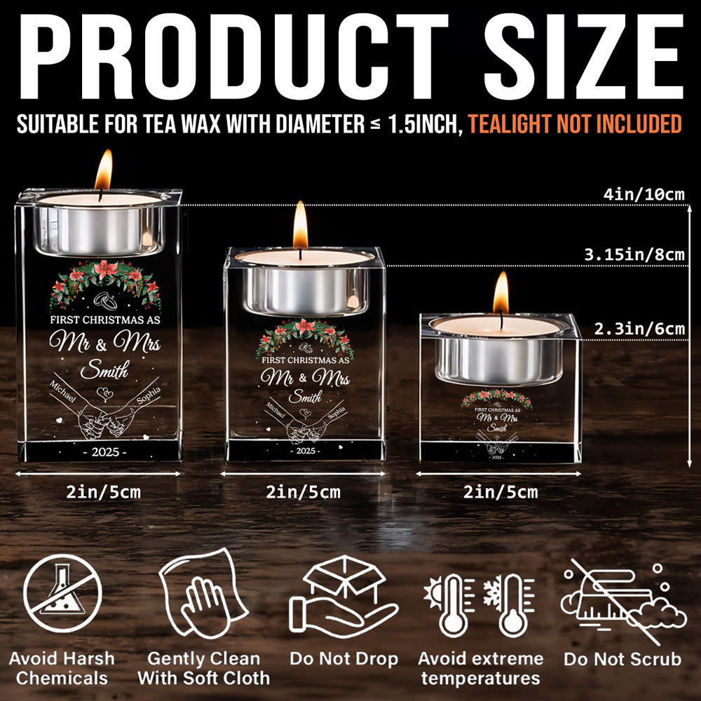 Our First Year - Personalized Custom Crystal Candle Holder