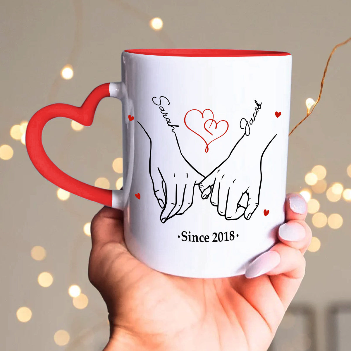 I Met You - Personalized Custom Heart Handle Mug