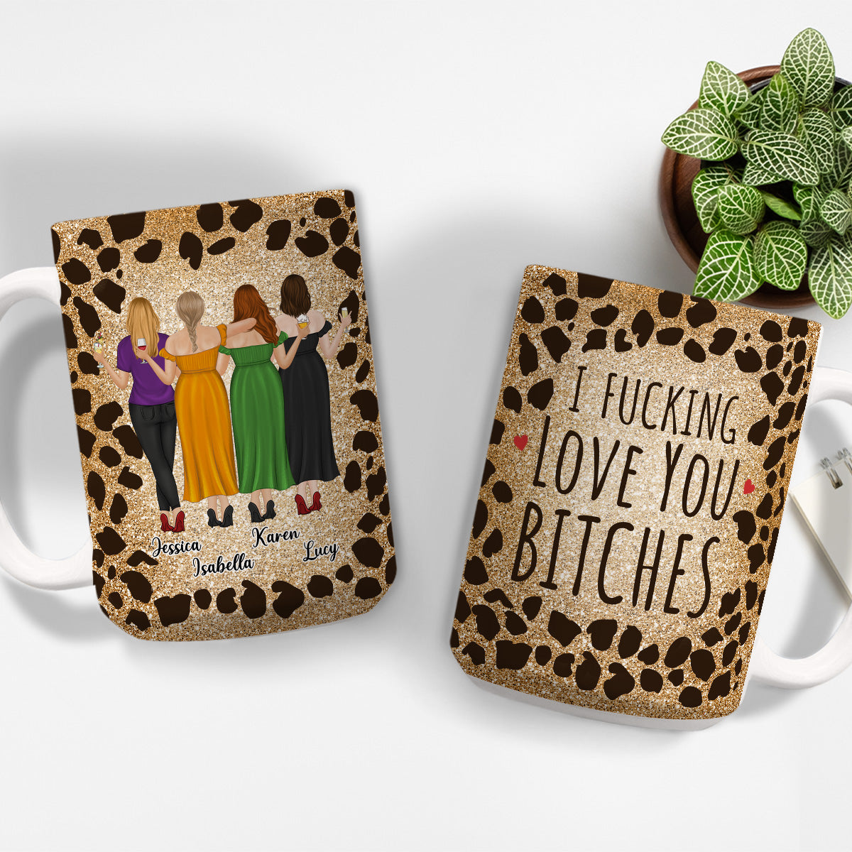 I Love My Friend Leopard - Personalized Custom Coffee Mug