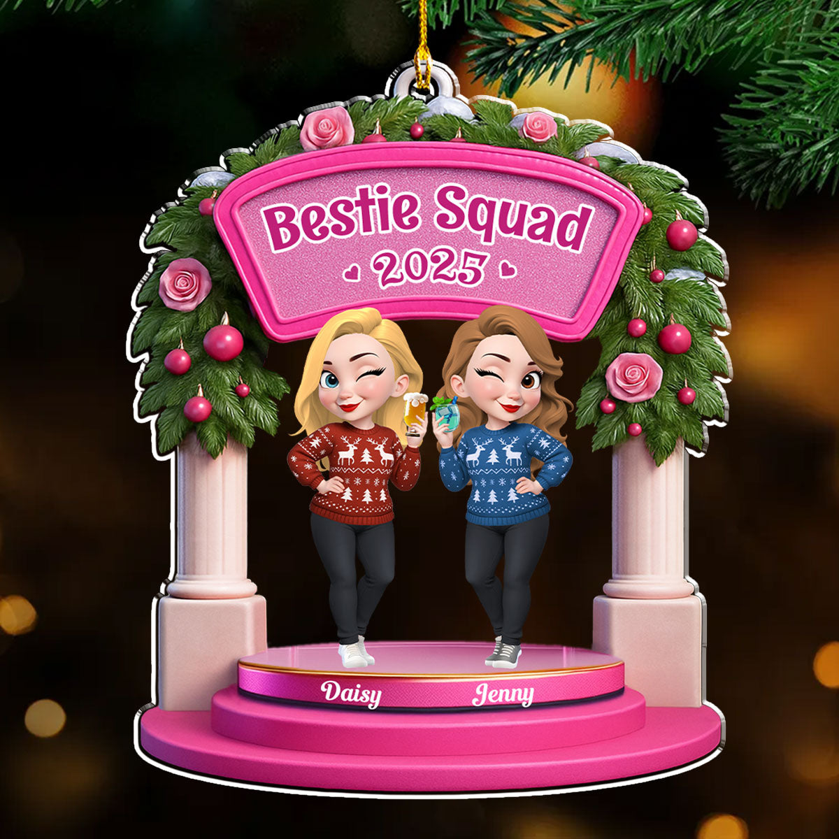 Besties Make The Season Bright - Personalized Custom Acrylic Ornament