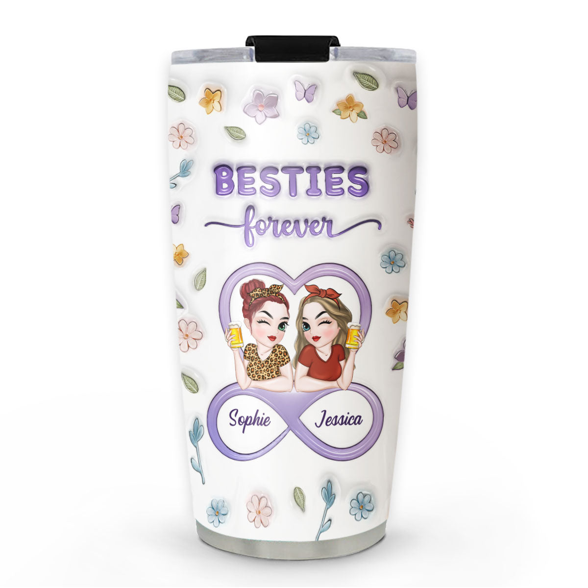 Besties Forever Version 3 - Personalized Custom 3D Inflated Effect Tumbler