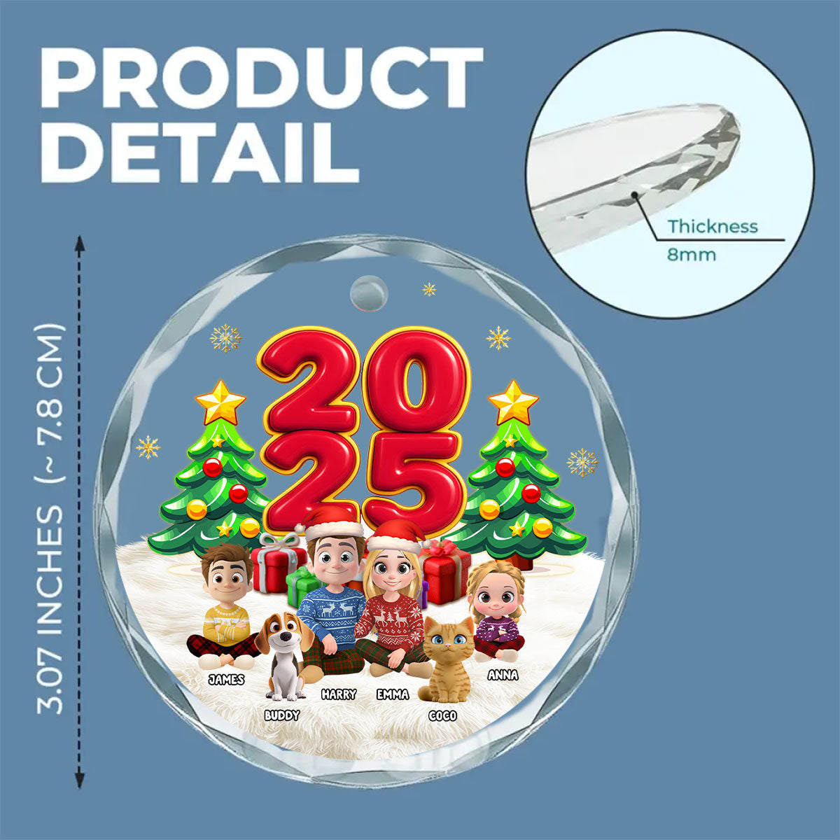 You Me And Our Kid Pet - Personalized Custom Glass Ornament