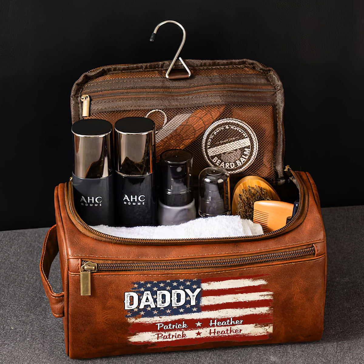 Proud To Be American - Personalized Custom Leather Toiletry Bag