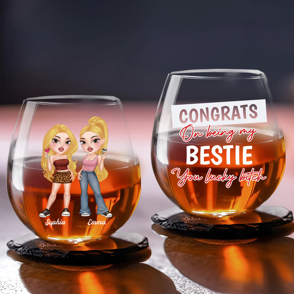 Congrats On Being My Bestie - Personalized Custom Wine Glass
