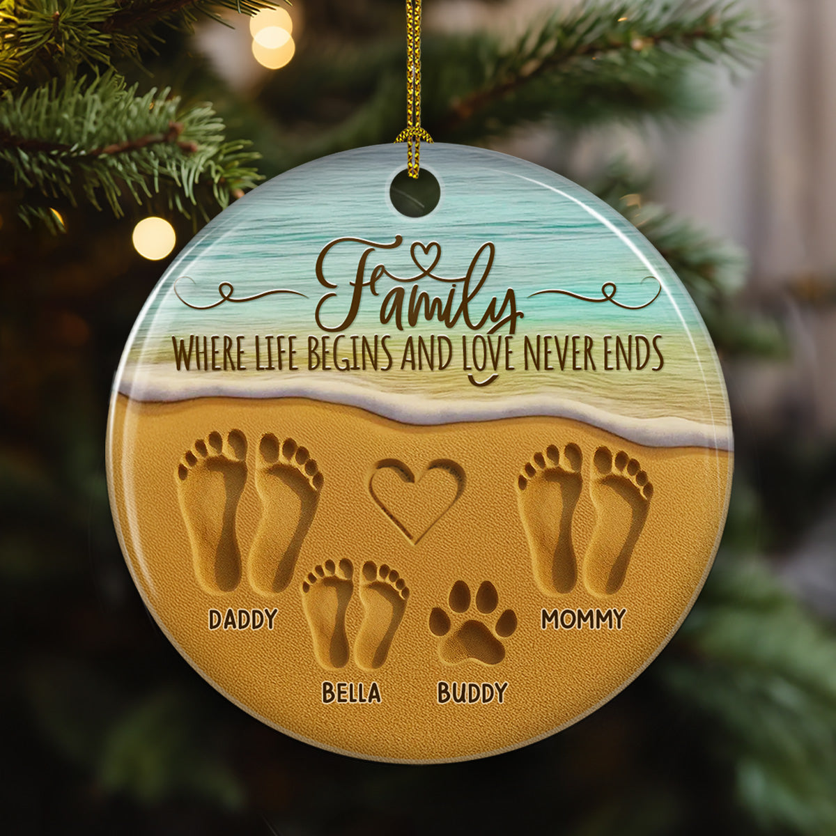 Where Love Never Ends - Personalized Custom Ceramic Ornament