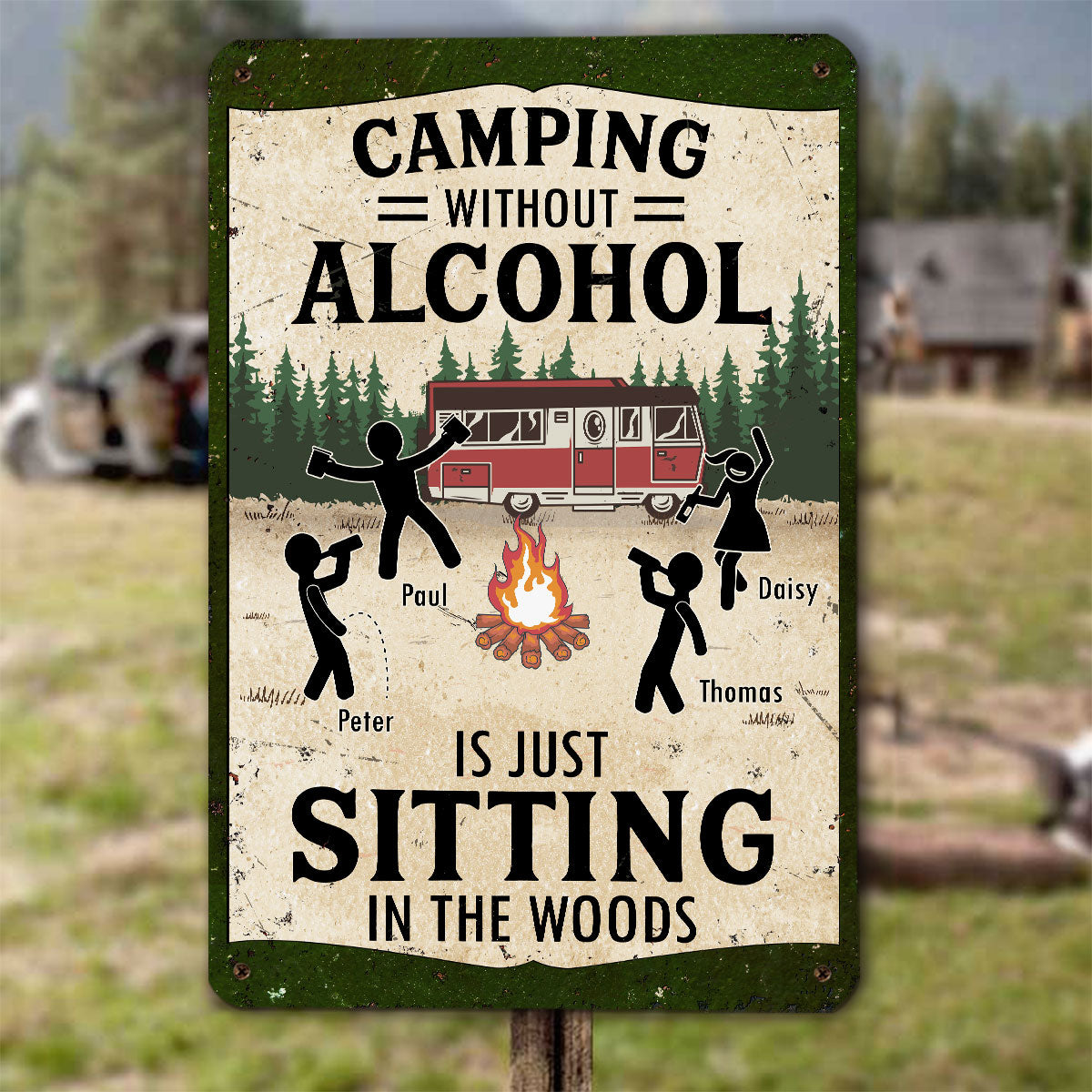 Wilderness Is Better With Whiskey - Personalized Custom Metal Sign