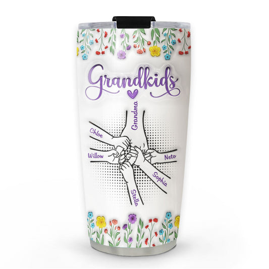 Love My Grandkids Hold Hands - Personalized Custom 3D Inflated Effect Tumbler