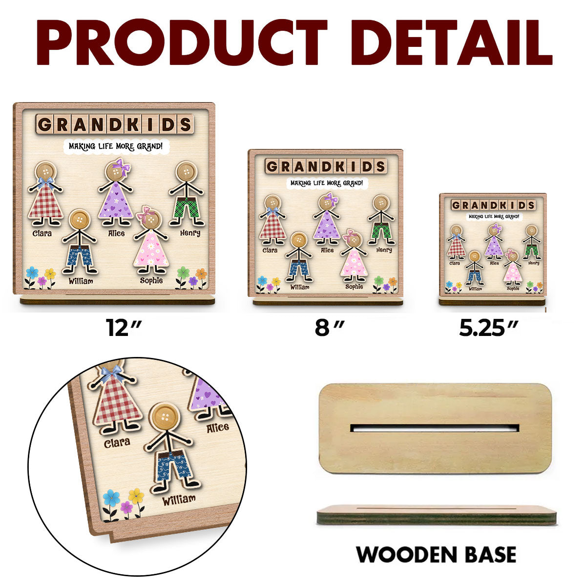 Special Moments - Personalized Custom 2-Layer Wood Plaque With Flat Base