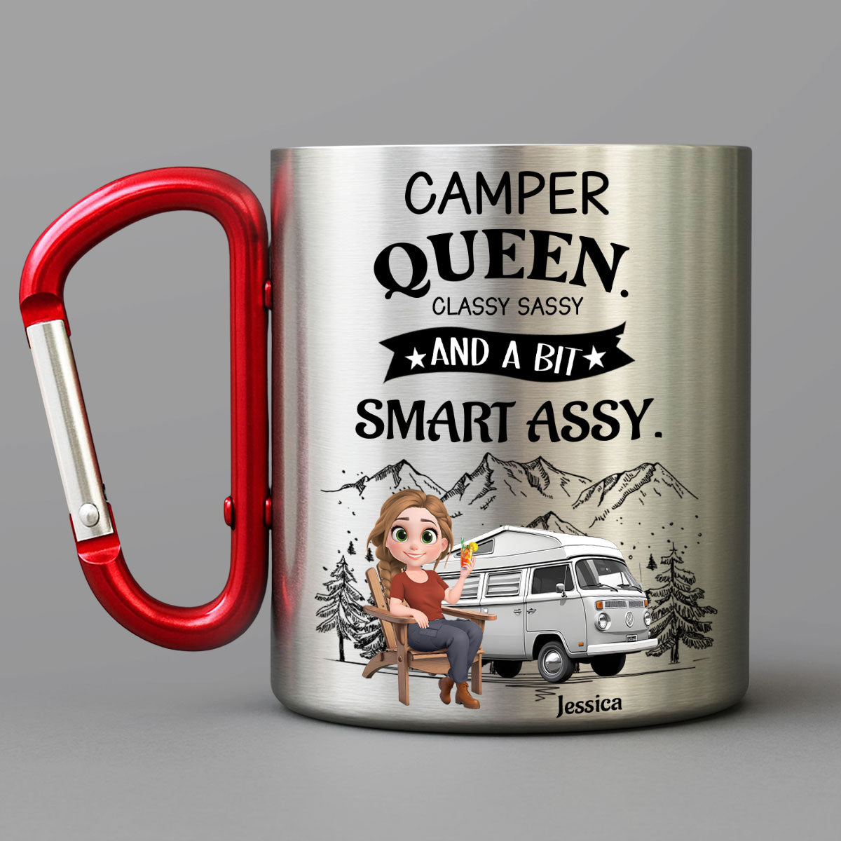 Queen Of The Campsite - Personalized Custom Carabiner Mug