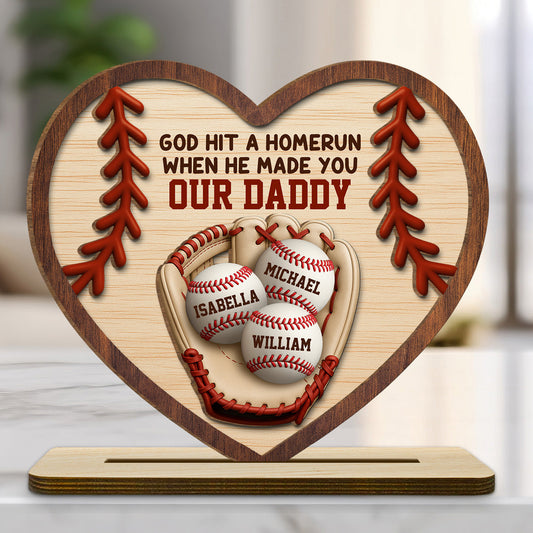 Hit A Home Run - Personalized Custom 2-Layer Wood Plaque With Flat Base