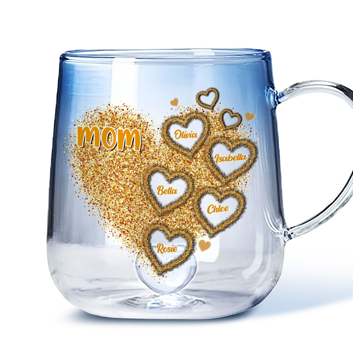 Mom You Are Our Heart - Personalized Custom Blue Gradient Glass Mug