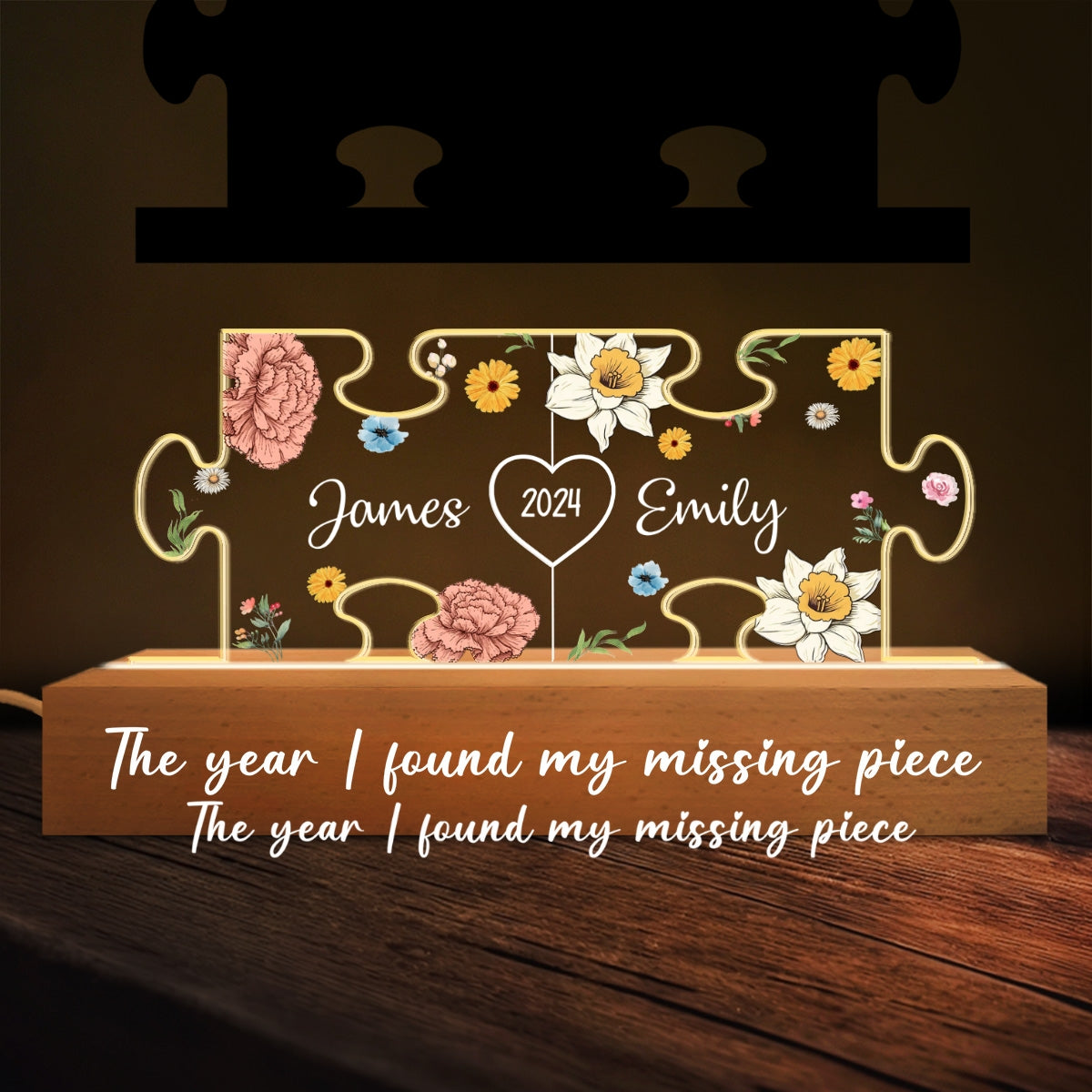 My Missing Piece - Personalized Custom Acrylic 3D LED Night Light