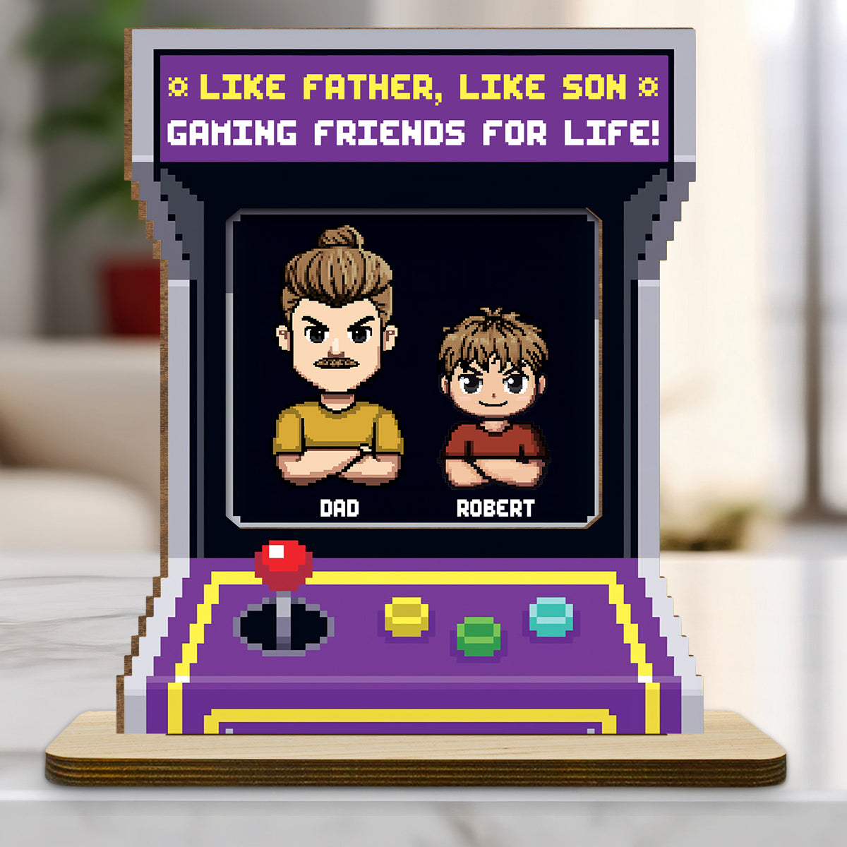 Gaming Friends For Life - Personalized Custom 2-Layer Wood Plaque With Flat Base