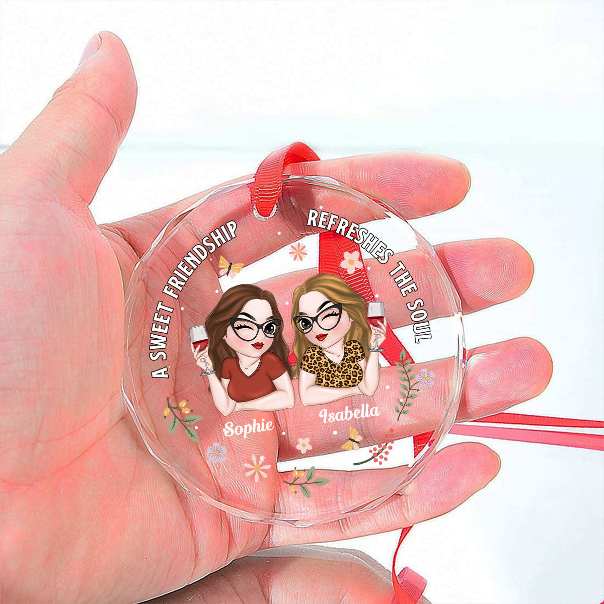 Sweety Friendship - Personalized Custom Glass Ornament