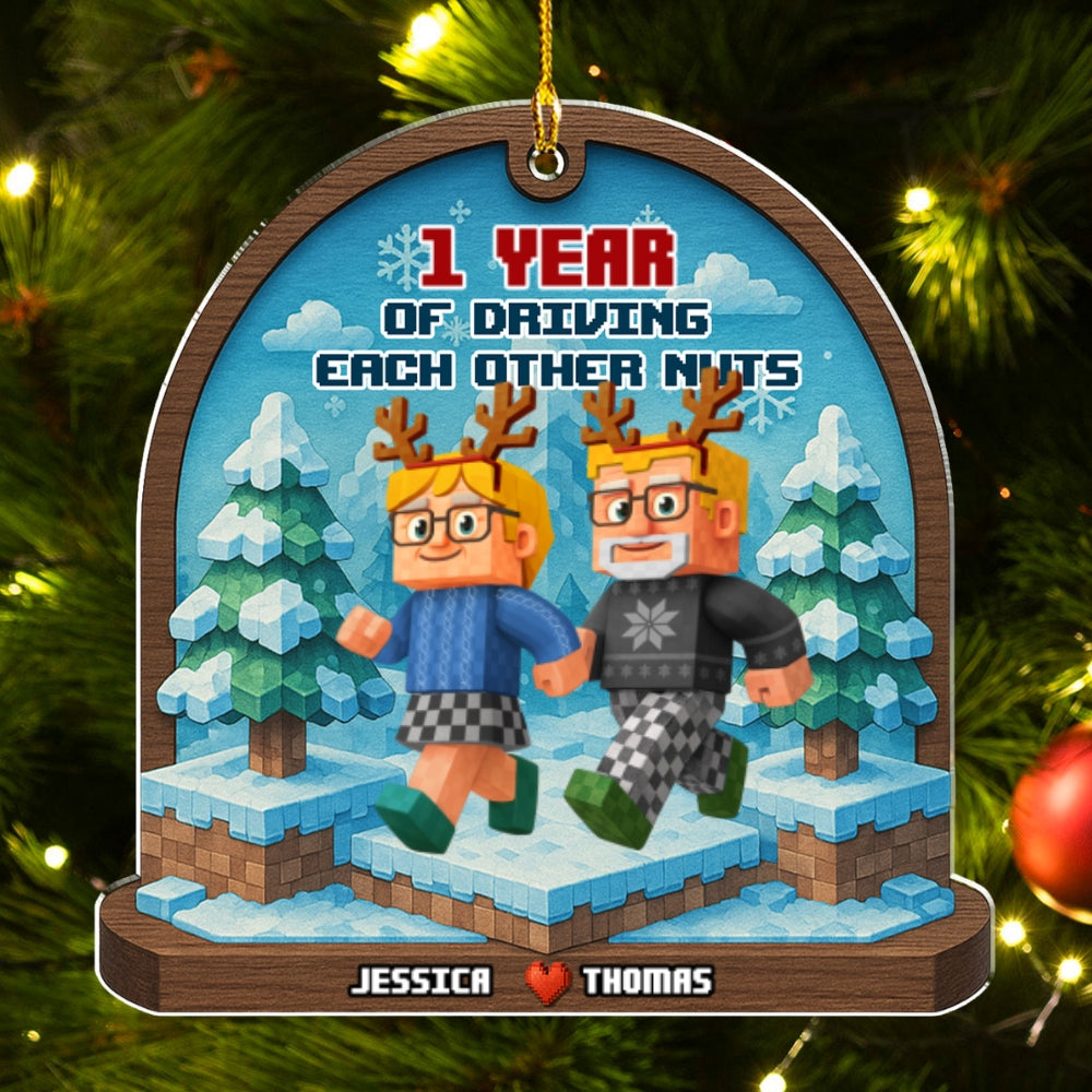 Snow Skate Together - Personalized Custom 3D Effect Acrylic Ornament