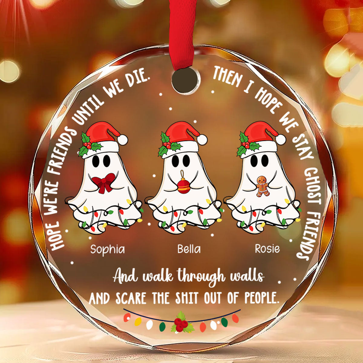 Ghost Friends - Personalized Custom Glass Ornament