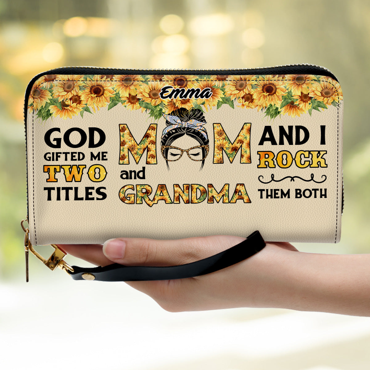 God Gifted Me Two Titles Mom & Grandma - Personalized Custom Leather Wallet