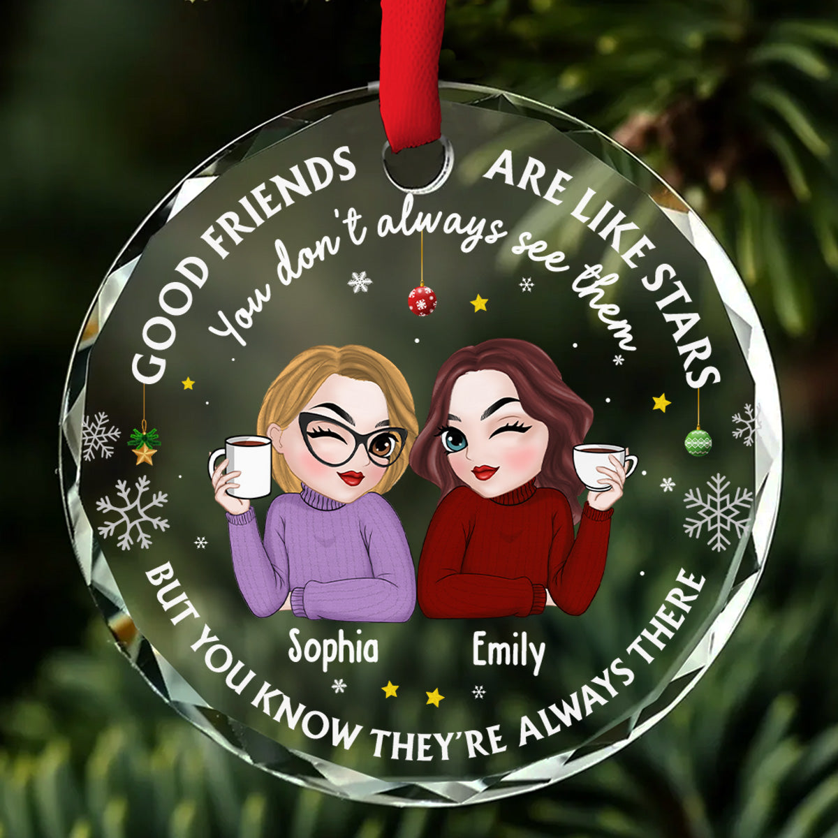 Friend Are My Star - Personalized Custom Glass Ornament