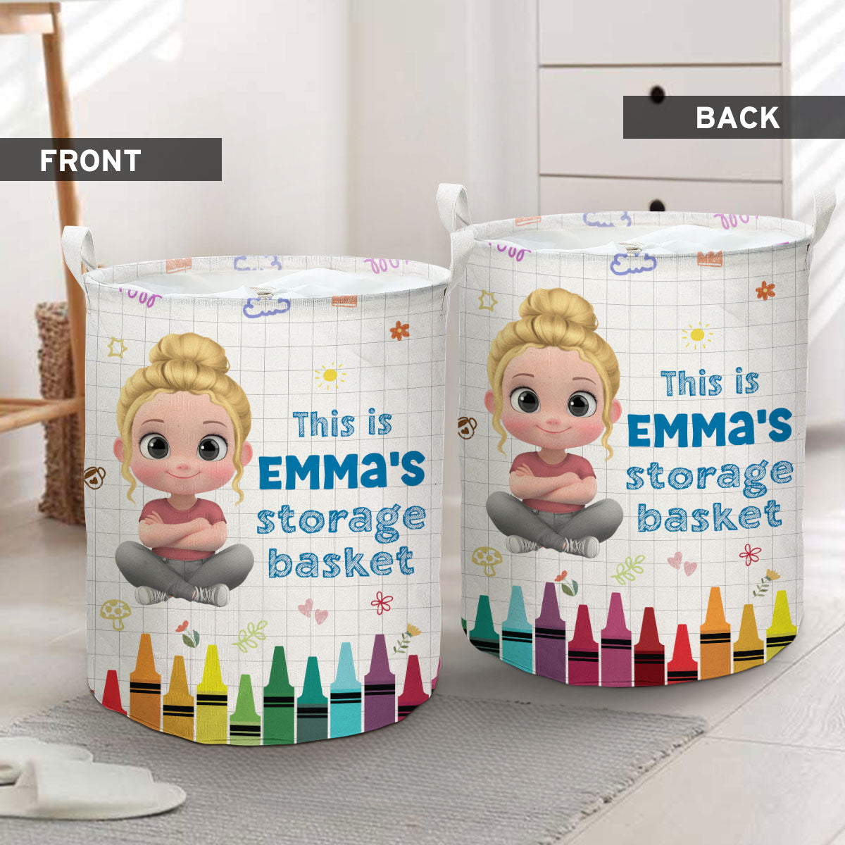 Kids Storage Basket - Personalized Custom Laundry Basket