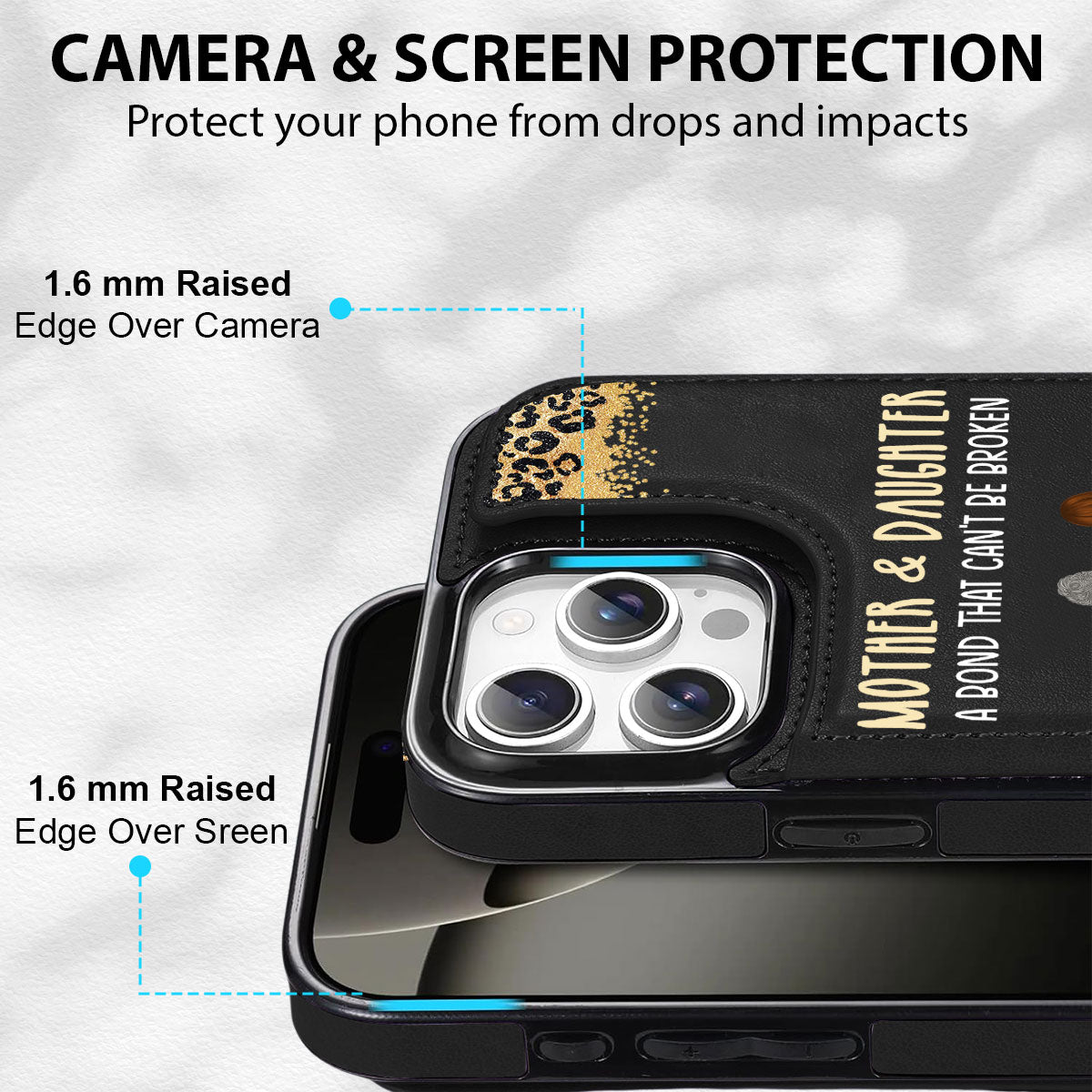 Mom And Daughter - Personalized Custom Leather Phone Case