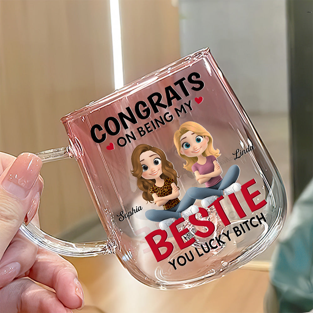 You Lucky To Be My Friends - Personalized Custom Pink Gradient Glass Mug