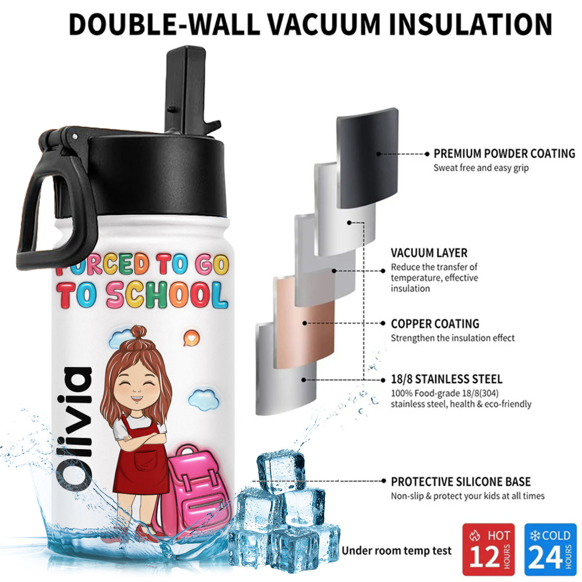 Born To Be A Paleontologist - Personalized Custom Kids Water Bottle