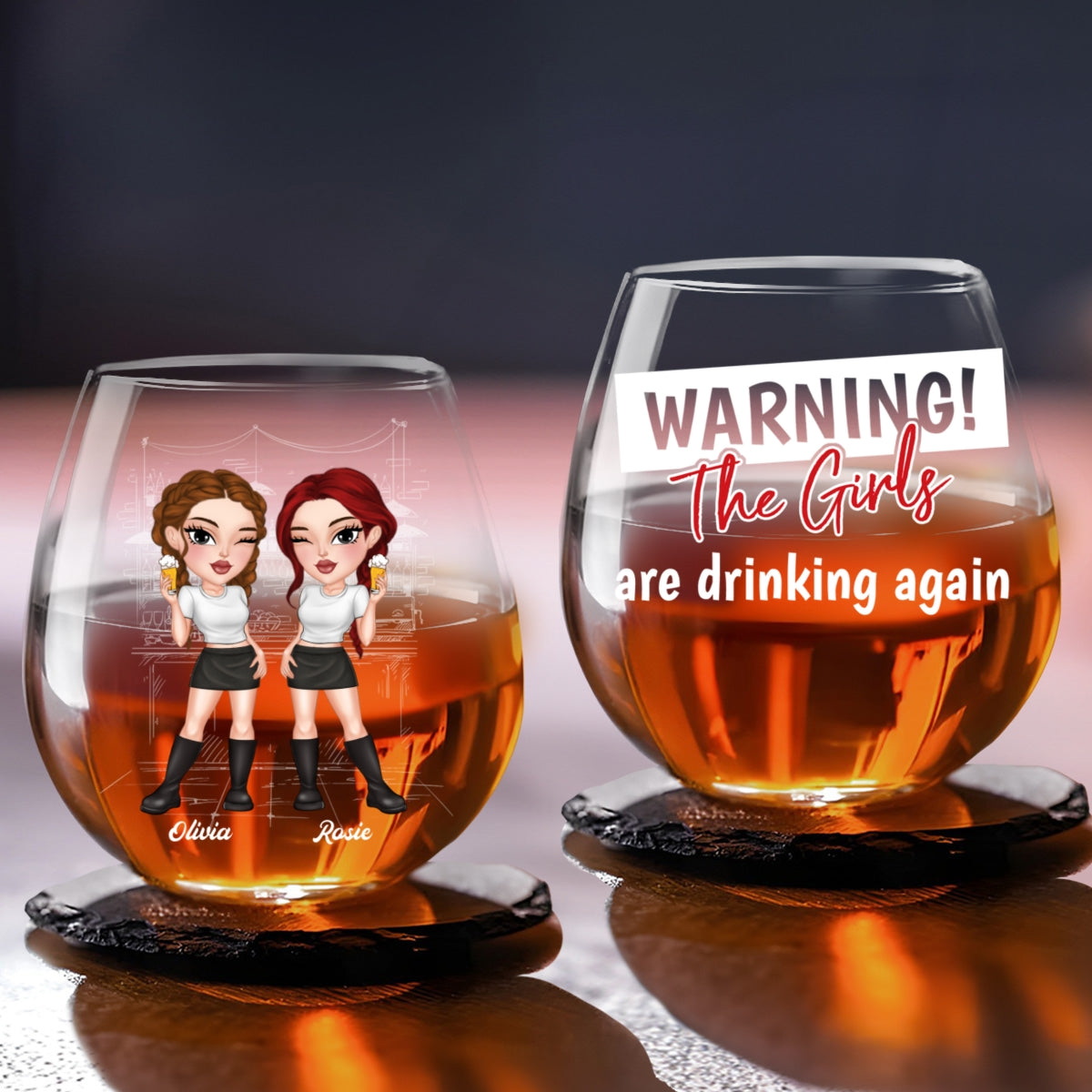 Warning The Girls Are Drinking Again - Personalized Custom Wine Glass
