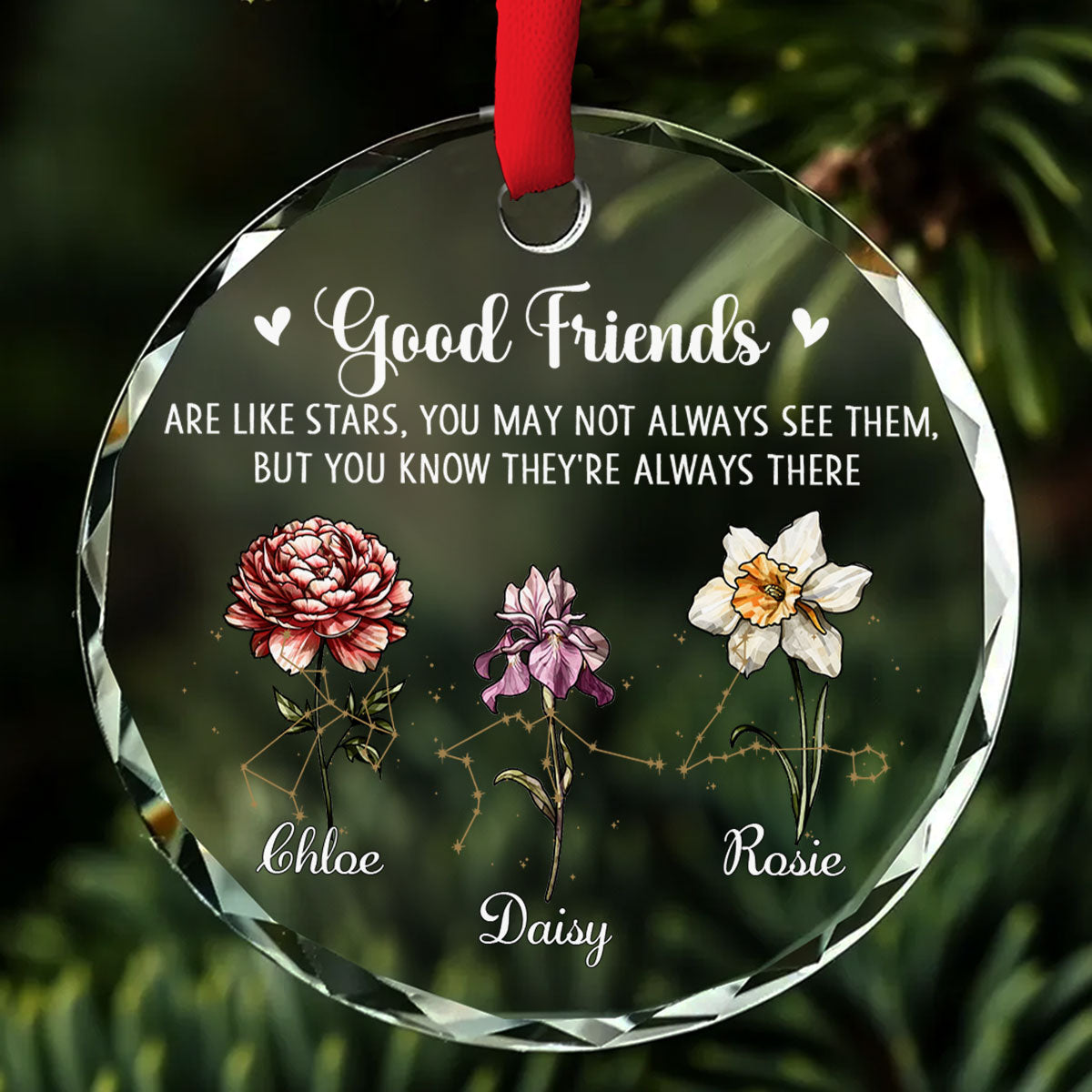 Friendship Glows Like Shining Stars - Personalized Custom Glass Ornament