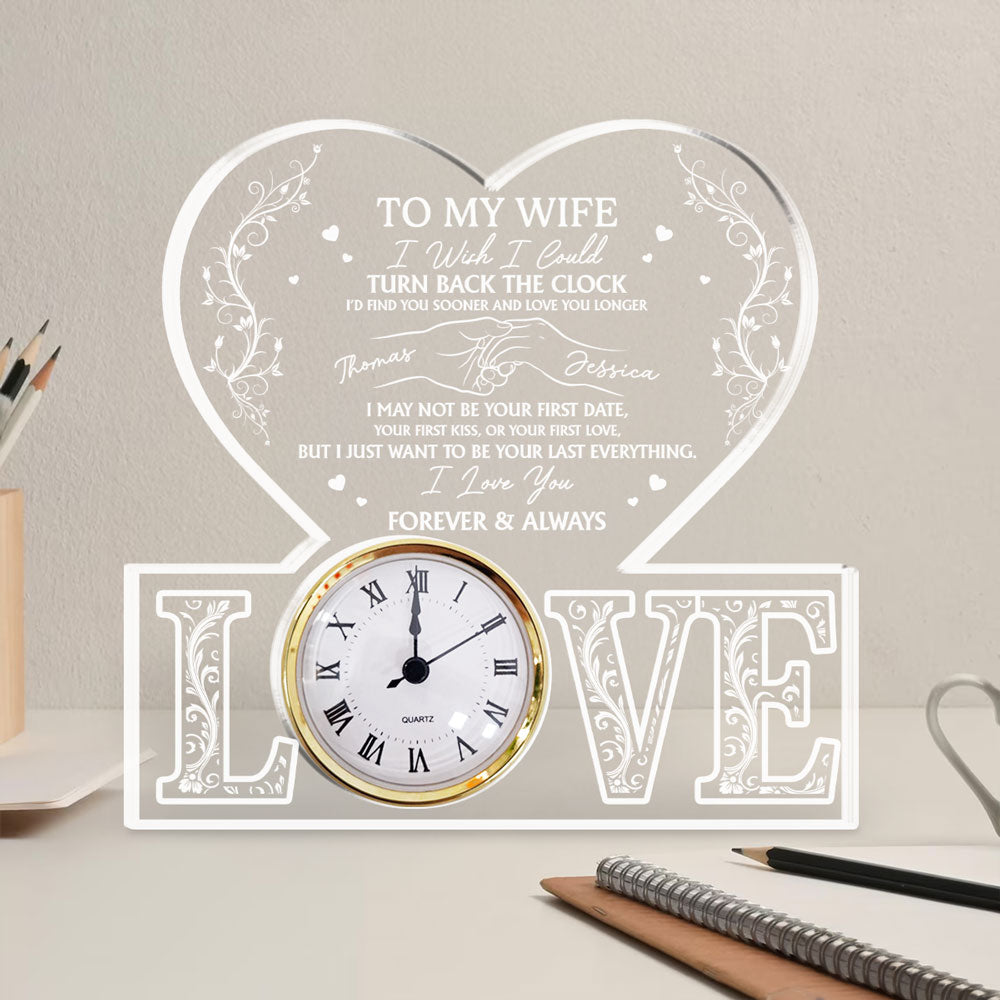 Turn Back The Clock - Personalized Custom Acrylic Desk Clock Plaque