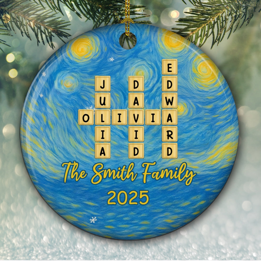 Joyful Family Christmas - Personalized Custom Ceramic Ornament