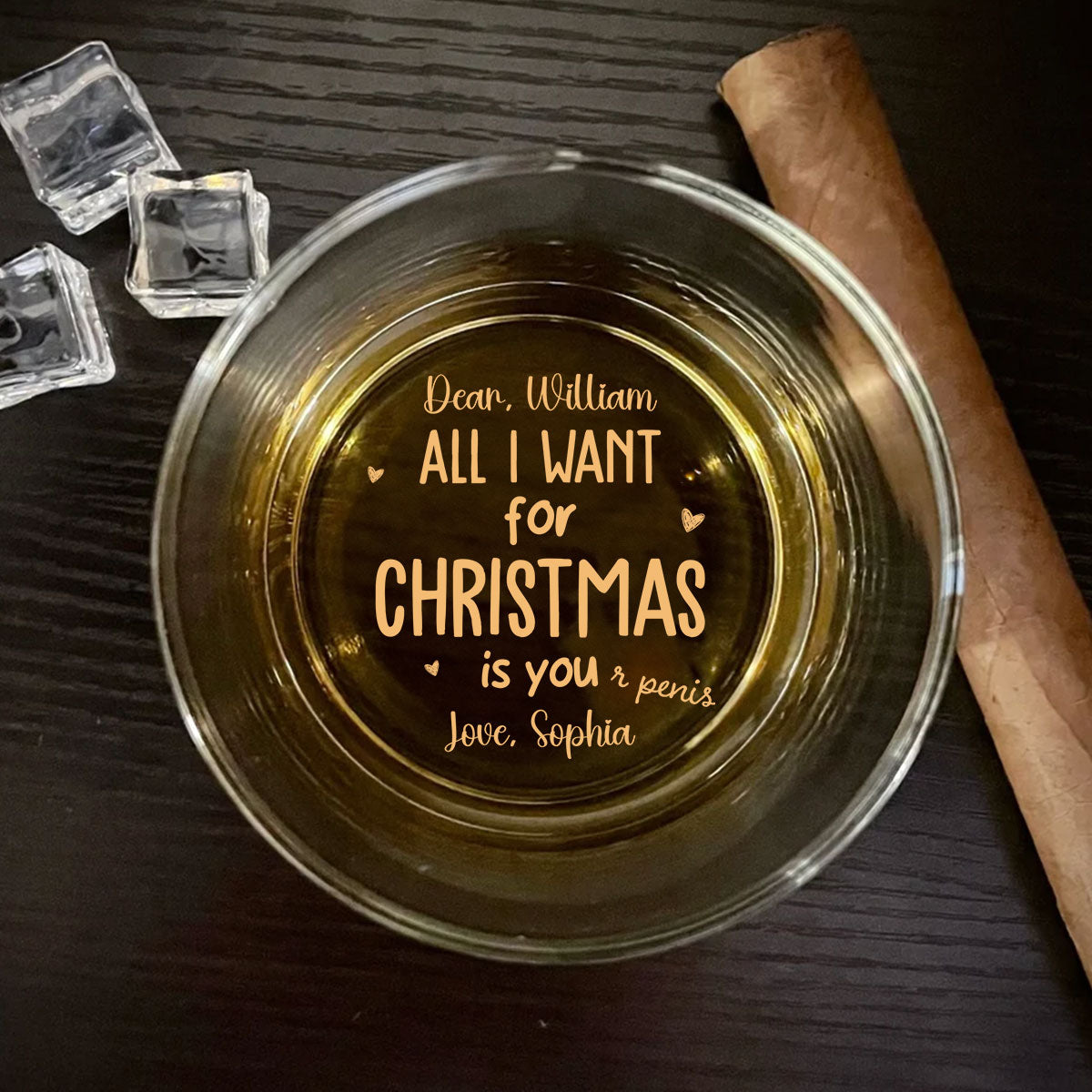 Want you - Personalized Custom Engraved Whiskey Glass