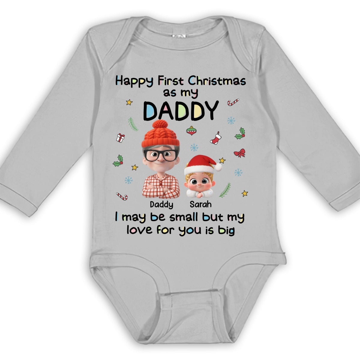 First Christmas With Baby - Personalized Custom Long Sleeve Baby Onesie