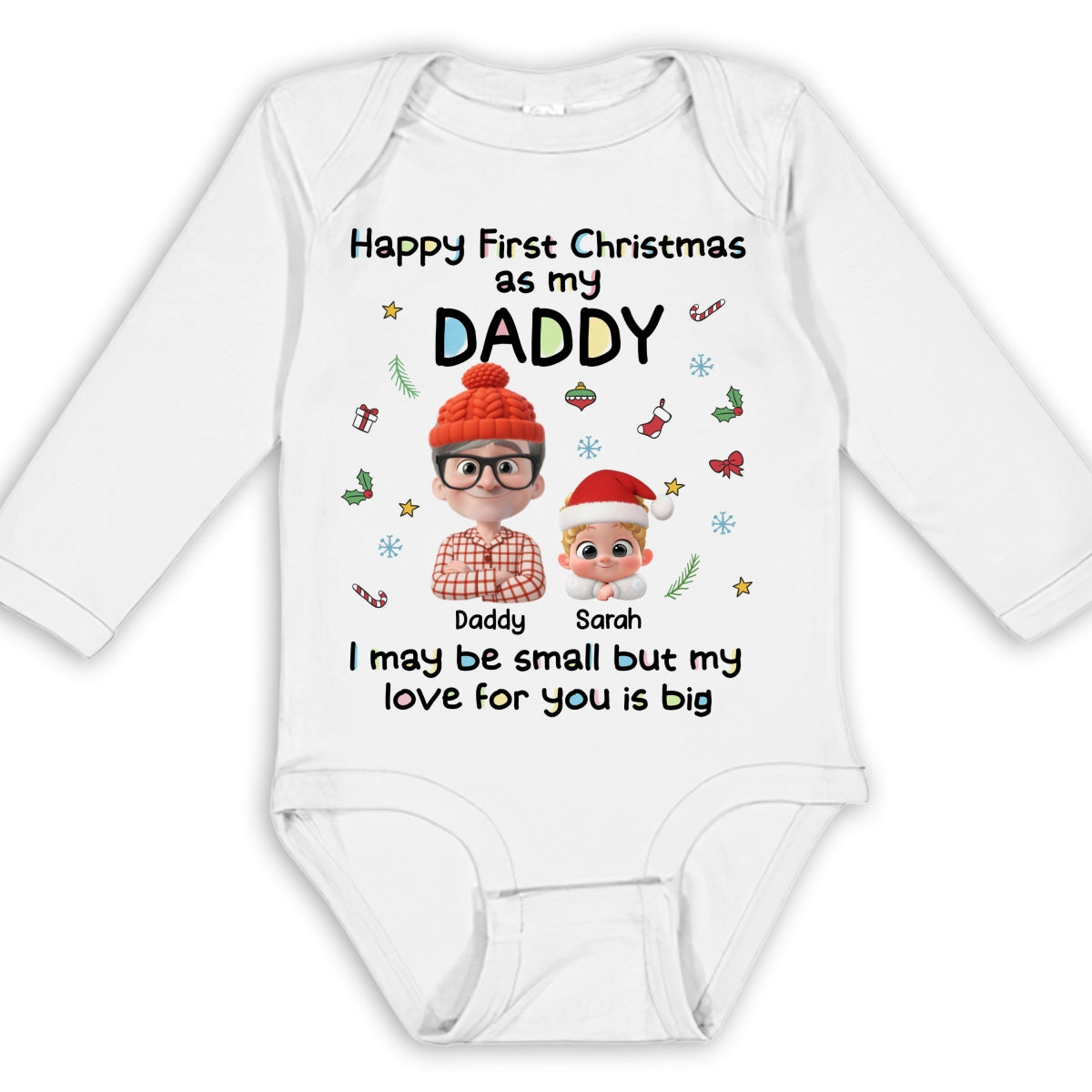 First Christmas With Baby - Personalized Custom Long Sleeve Baby Onesie