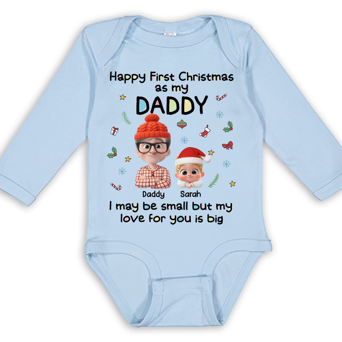 First Christmas With Baby - Personalized Custom Long Sleeve Baby Onesie