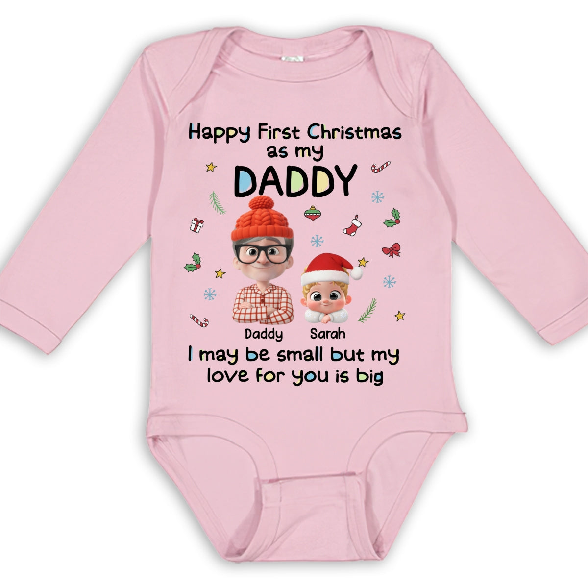 First Christmas With Baby - Personalized Custom Long Sleeve Baby Onesie