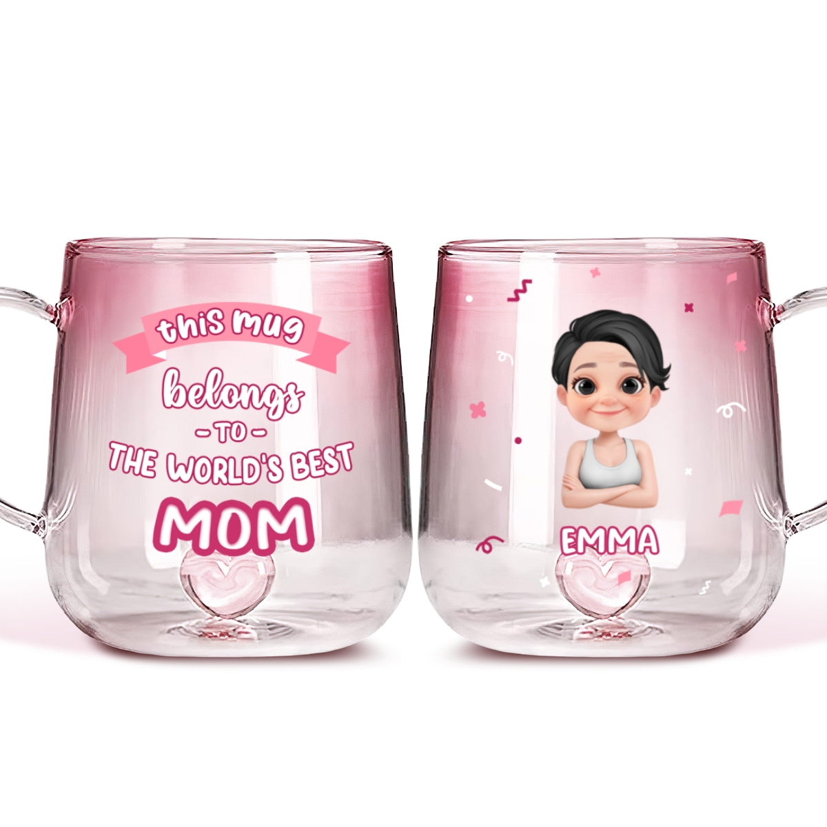 This Mug Belongs To The Best Mom - Personalized Custom Pink Gradient Glass Mug