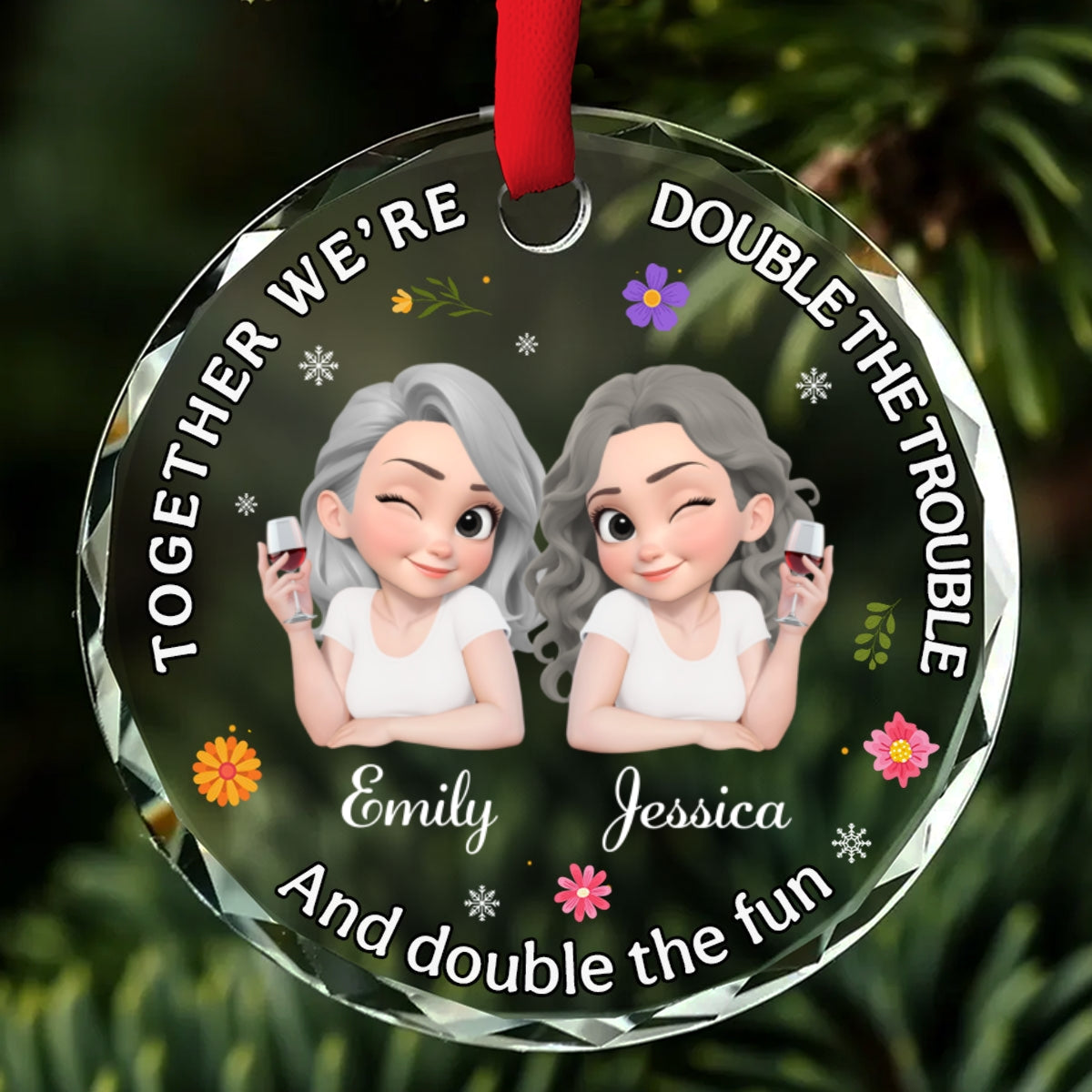 Together We Make Life Fun - Personalized Custom Glass Ornament