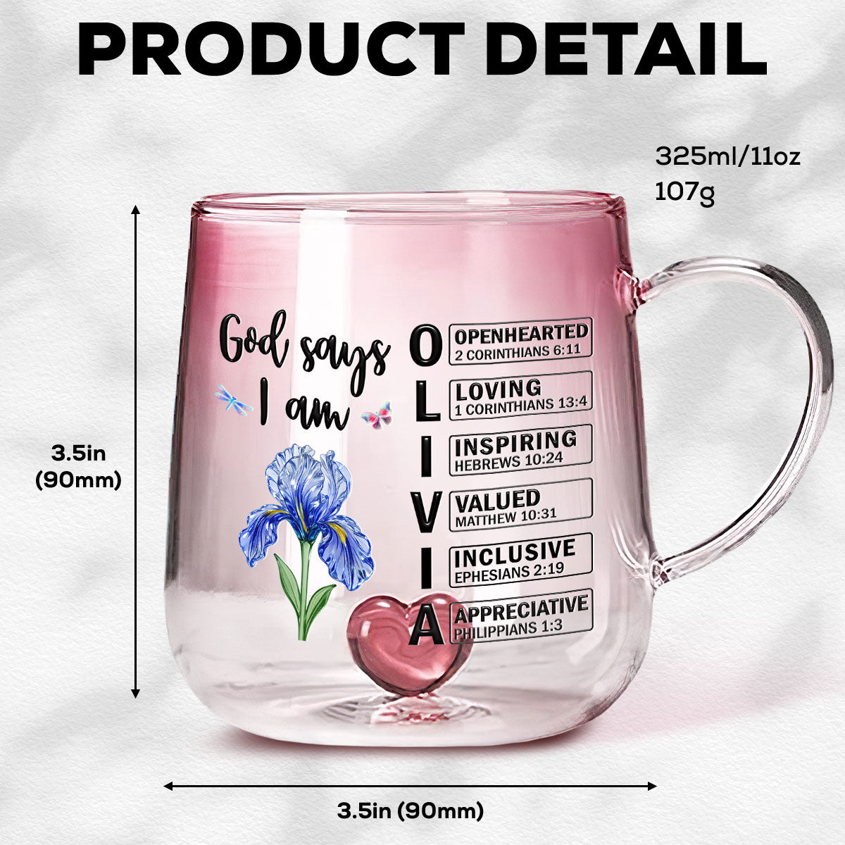 God Say I Am - Personalized Custom Pink Gradient Glass Mug