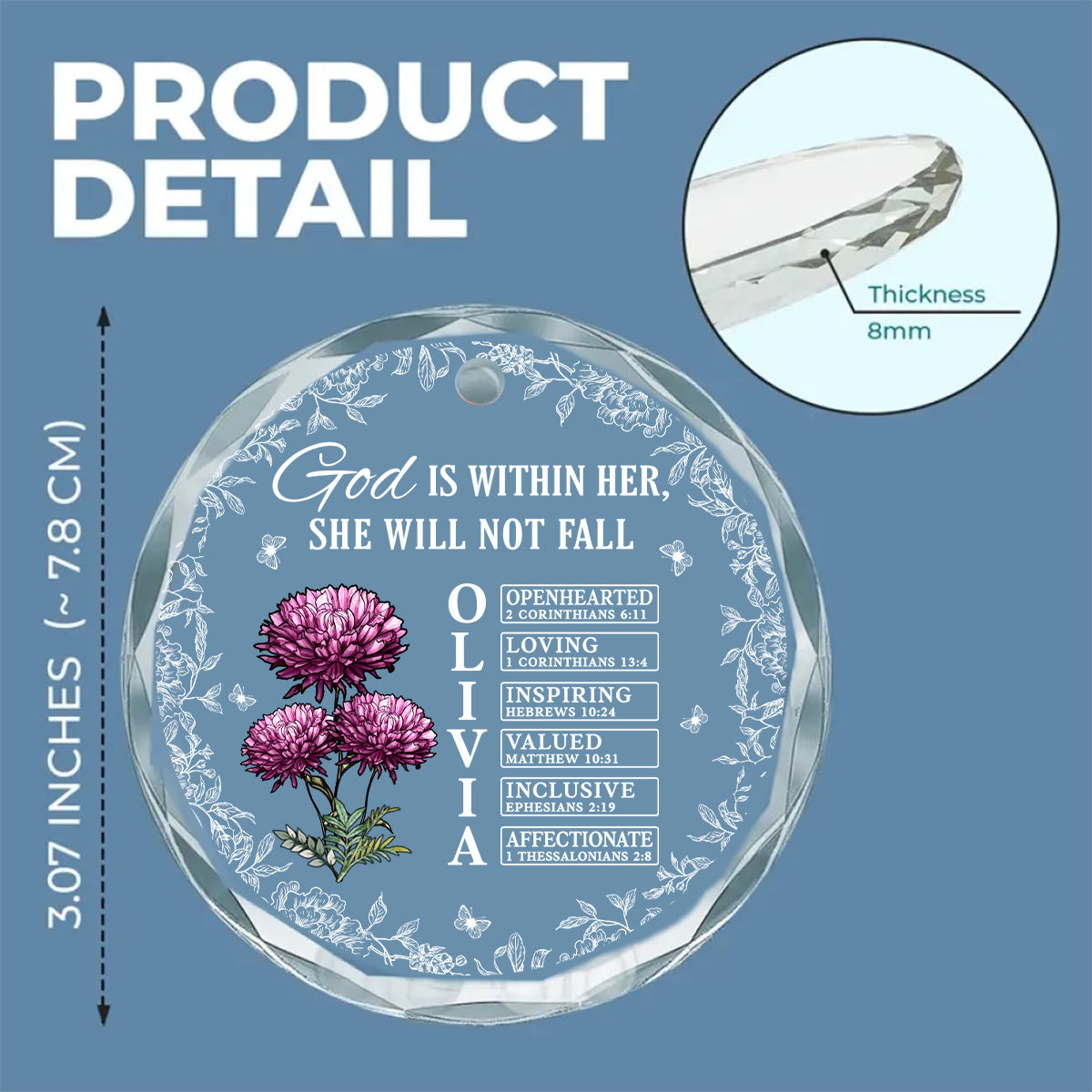 God Is Within Her She Will Not Fall - Personalized Custom Glass Ornament