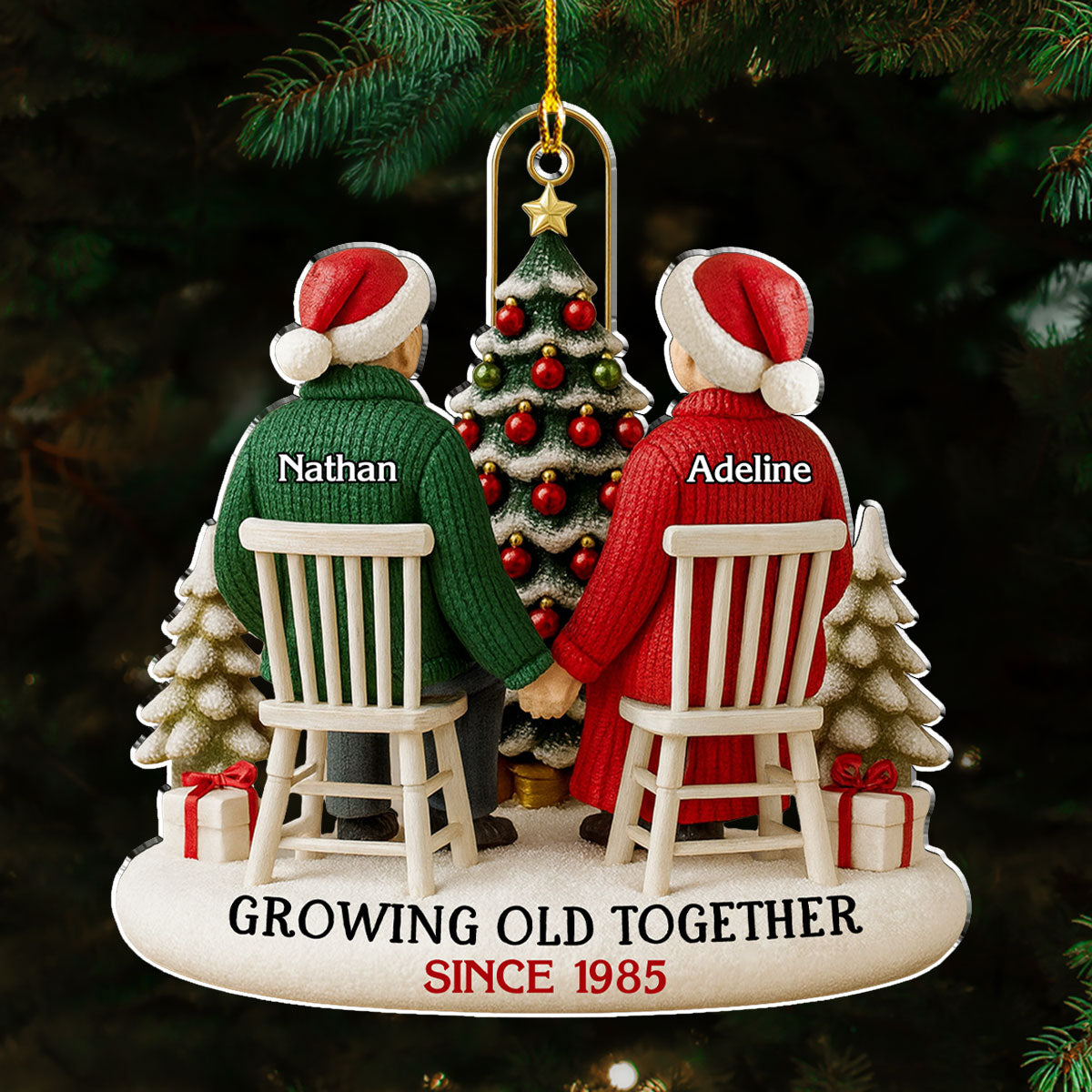 Couple Growing Old Together - Personalized Custom Acrylic Ornament