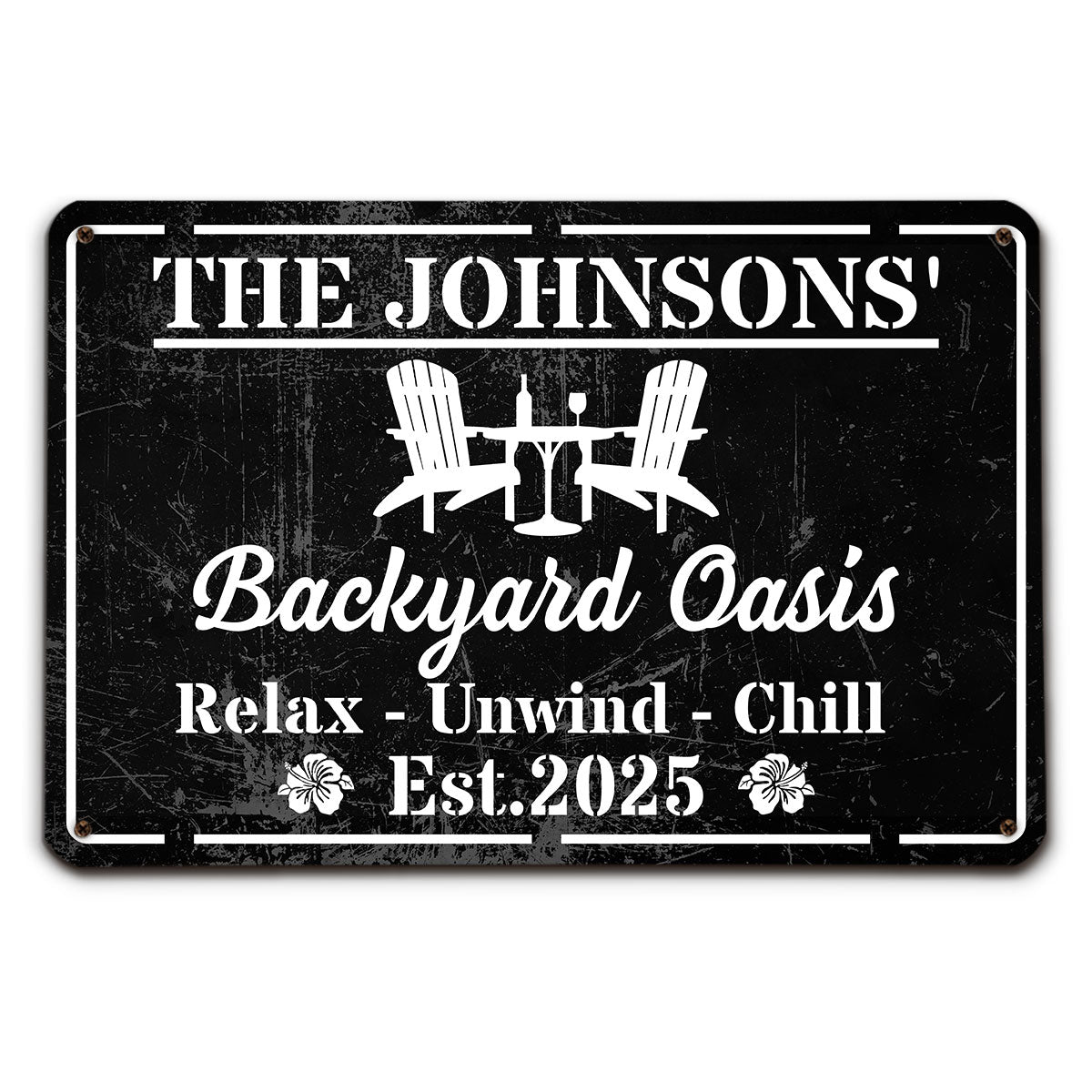 Welcome To Our Backyard Oasis - Personalized Custom Metal Sign