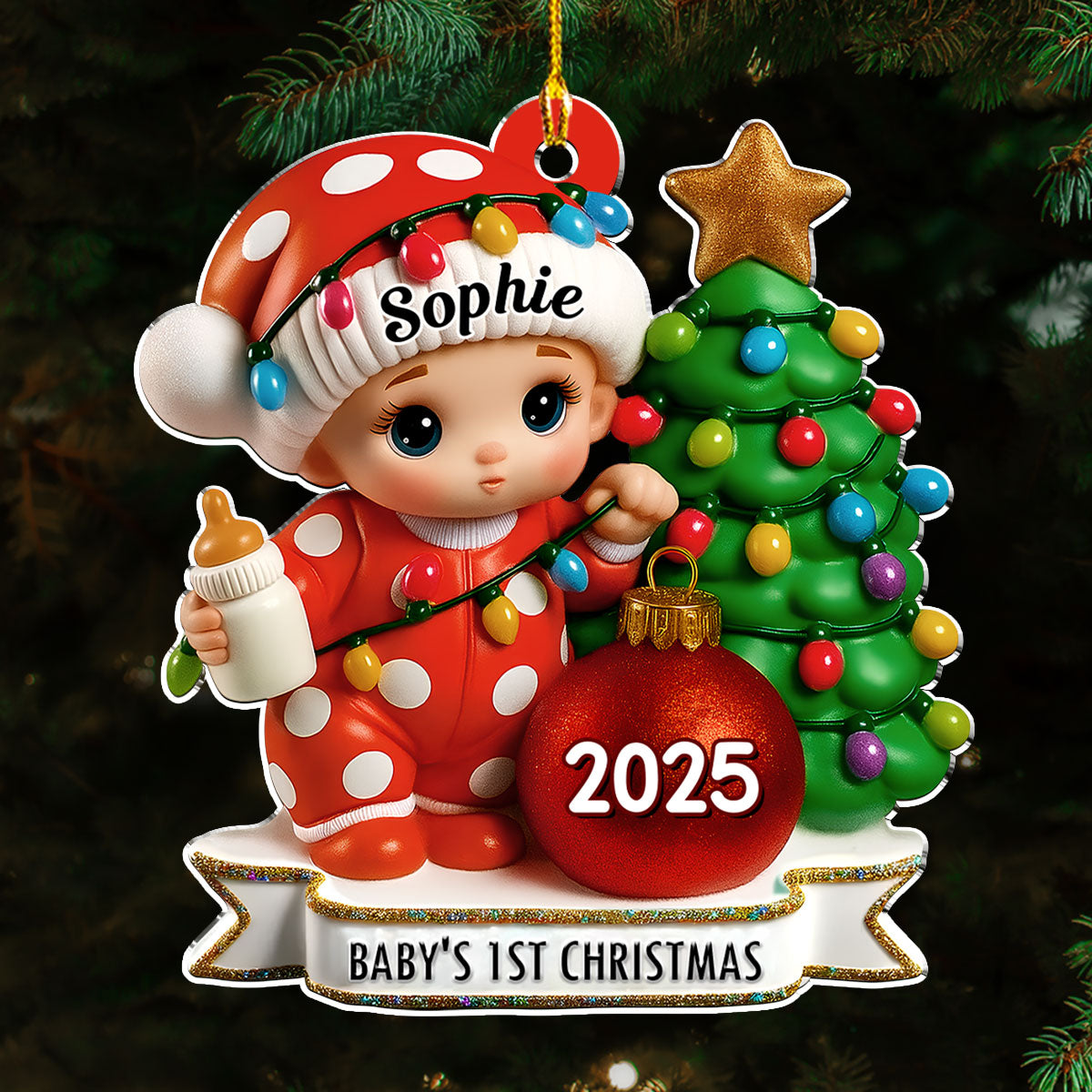 Red Dot Holiday - Personalized Custom Acrylic Ornament