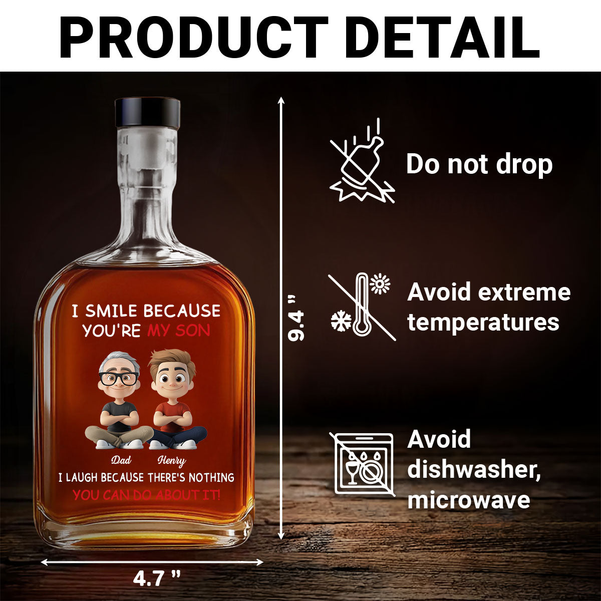 For Son - Personalized Custom Spirits Decanter