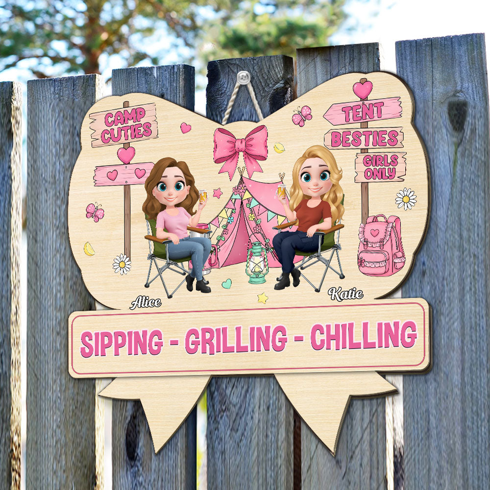 Girl Trip Camping - Personalized Custom Wood Sign