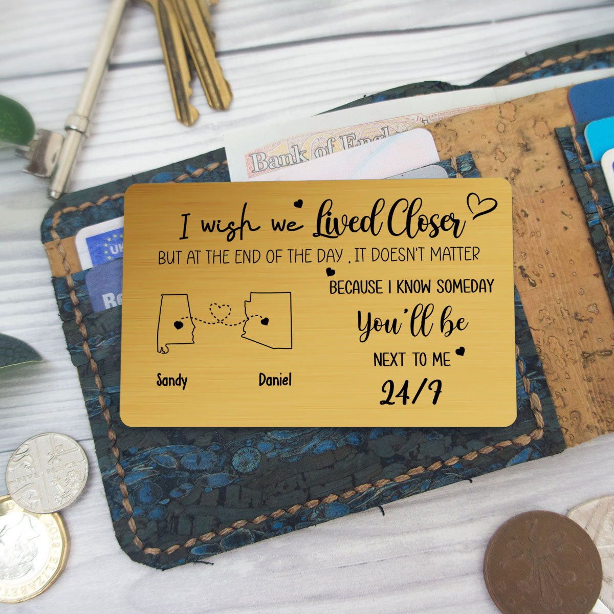 I Wish We Lived Closer - Personalized Custom Wallet Card