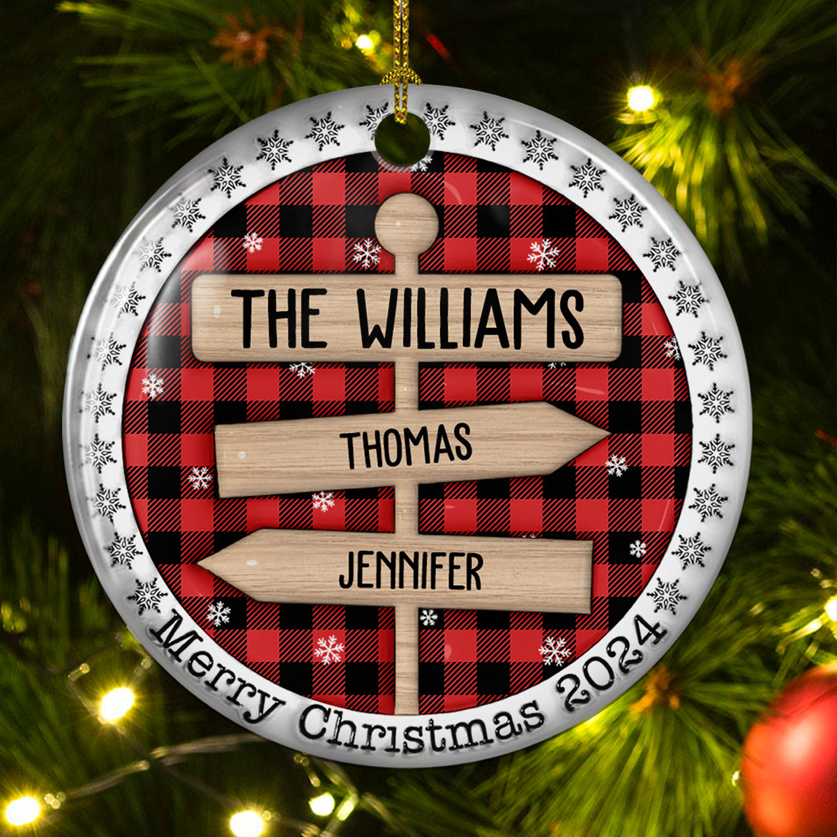 Custom Name Family - Personalized Custom 3D Inflated Effect Ceramic Ornament