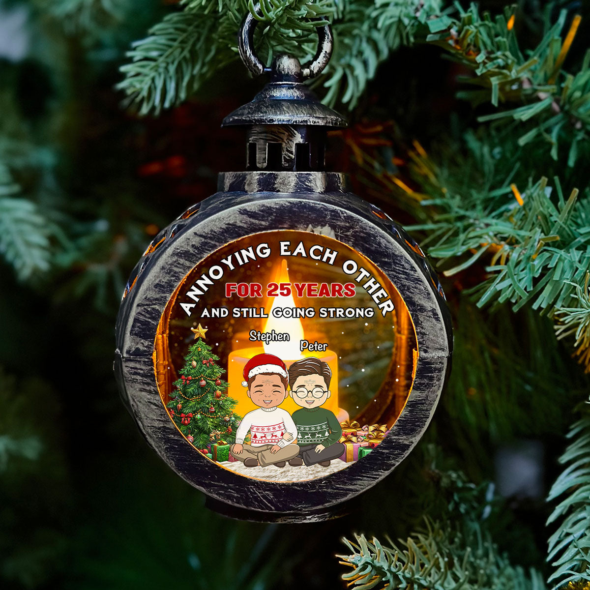 Annoying Each Other And Still Going Strong - Personalized Custom Christmas Lantern
